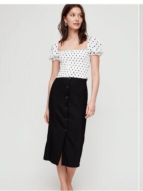 Wilfred Charrie Black Button-Front Pencil Skirt Sz 4